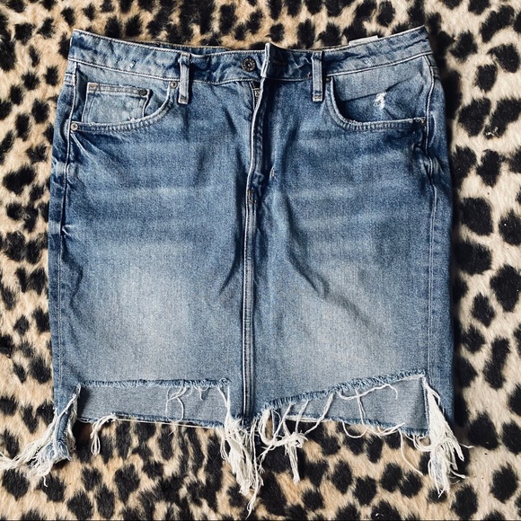 Dresses & Skirts - &Denim destroyed mini denim skirt
